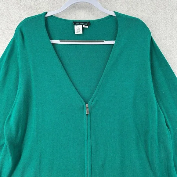 Ulla Popken Full Zip Cardigan Sweater Womens Size 16/18 Teal Green NICE - Picture 3 of 11